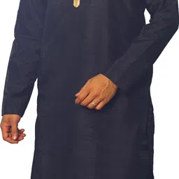 House of Aqss Men Regular Dupion Silk Kurta with Trousers image 3