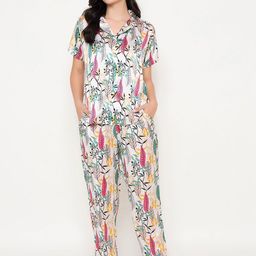 Clovia Women Printed Satin Night suit-image-48