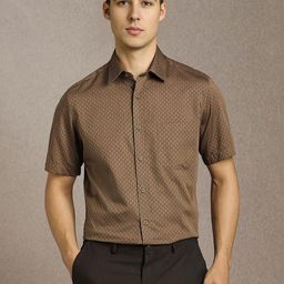Louis Philippe Abstract Printed Spread Collar Pure Cotton Shirt-picture-4