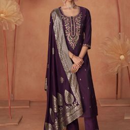 Varanga Women Floral Embroidered Regular Kurta with Trousers & With Dupatta-image-58