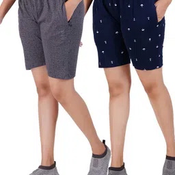 GUIDE Women Pack Of 2 Printed Mid-Rise Cotton Shorts-image-91