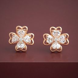 Kushal's Fashion Jewellery 92.5 Sterling Silver Rose Gold-Plated CZ Studded Studs Earrings-52