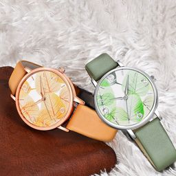 VIRAKTI Women Pack of 2 Brass Dial & Leather Textured Straps Analogue Watch-11