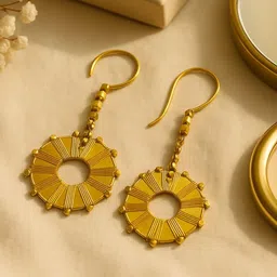 Unravel India Artificial Beaded Circular Shaped Drop Earrings-picture-15