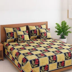 DREAM LIVING 5-Piece Yellow Microfiber Double Bedsheet Set-picture-48