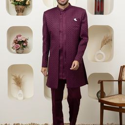 Dulha Ghar Men Solid Silk Kurta with Pyjama-image-95