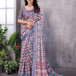 vj fashion Geometric Printed Saree With Zari Border-58