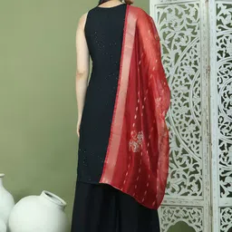 Jompers Women Embroidered Regular Sequinned Kurta with Palazzos & With Dupatta image 4