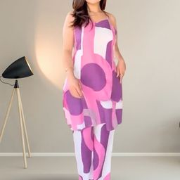 MYROR Printed Cotton Tunic & Trousers Co-Ord Set-image-35