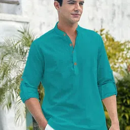 Vida Loca Band Collar Cotton Straight Kurta-41