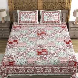 Myntra Elegant Homes Pink & White Printed 160 TC Cotton King Bedsheet Set 2.18 m x 2.64 m-image-13