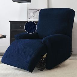 HOKIPO Navy Blue 4 Pieces Single Seater Sofa Cover With Arms-image-56