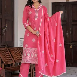 KALINI Women Embroidered Gotta Patti Pure Cotton Kurta with Trousers & With Dupatta-picture-49