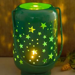 Myntra Elegant Homes Green Round Star Lantern Candle Holder-40