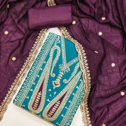 LeeliPeeri Designer Paisley Embroidered Sequinned Silk Unstitched Dress Material-image-95