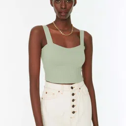 Trendyol Women Ribbed Fitted Crop Top-image-31