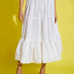 AAHWAN Ruched Tiered Maxi Skirt-31