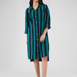 Mystere Paris Striped Pure Cotton Shirt Dress-image-35