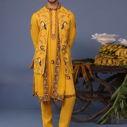 KALPRAAG Men Floral Embroidered Regular Sequinned Kurta with Trousers & With Dupatta-picture-40