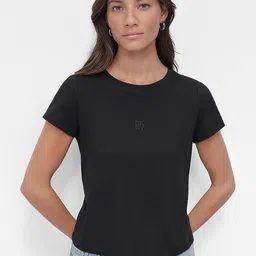 DKNY Solid Round Neck Stretchable T-Shirt-picture-33