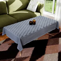 Aura Grey Floral Printed Anti-Skid Cotton 4-Seater Table Cover-image-32