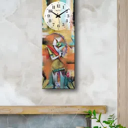 OLIVE TREE Green & Orange-Coloured Printed Rectangle Wooden Contemporary Wall Clock-17
