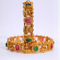 Luxury Gold Plated Goddess Laxmi Design Pure Brass Bangles 2166-1974 Stylish Traditional Bangle-image-44