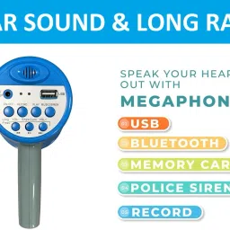 aimers Siren Handheld Loudspeaker Bluetooth Megaphone (Red-White) Indoor, Outdoor Megaphone Speaker, USB Memory Card Input For Announcing Talk Record Play, Indoor, Outdoor PA System image 3