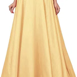 Women Solid Flared Gold Skirt-image-78