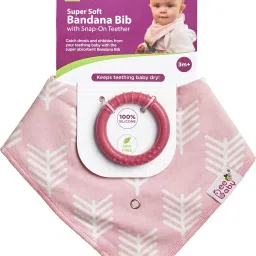 Super Absorbent & Soft Bandana Bib with Snap-on Teether. 100% Waterproof & Washable. (Baby Pink - Arrow) 3M+-picture-27