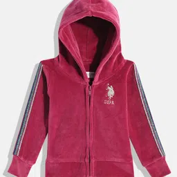 U.S. Polo Assn. Kids Girls Pink Hooded Sweatshirt-picture-16