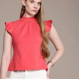 French Connection High Neck Cap With Flutter Sleeves Top-picture-27