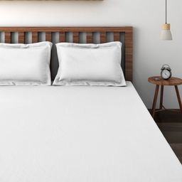 SWAYAM White Cotton 144 TC Double Bedsheet with 2 Pillow Covers-55