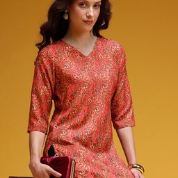 HERE&NOW Paisley Print Straight Kurta-image-50