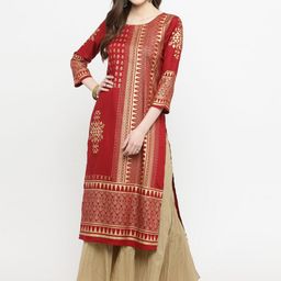Varanga Women Maroon Printed Kurta with Palazzos-19