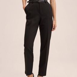 MANGO Women Black Solid Formal Trousers-image-73