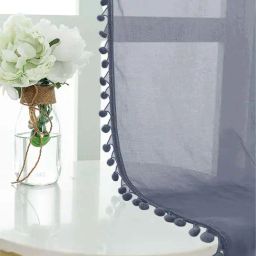 Urban Space Blue Polyester Door Curtain With Tieback & Eyelet - Set of 2-45