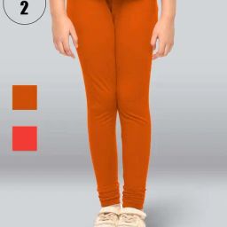Lyra Kids Orange & Red Skinny Fit Leggings (Pack of 2)-image-89