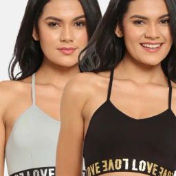 N-Gal Black & Grey Printed Bralette Bras - Pack Of 2-27