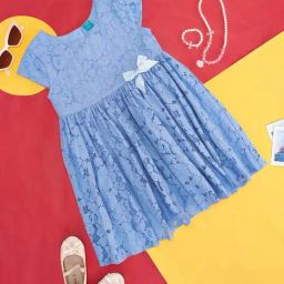 YU by Pantaloons Kids Blue Self Pattern Dress-image-27