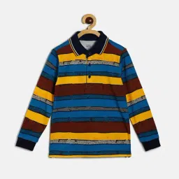 MINIKLUB Kids Multicolor Striped Full Sleeves Polo T-Shirt-image-15