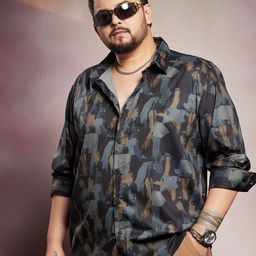 Instafab Plus Abstract Printed Comfort Spread Collar Cotton Shirt-picture-55