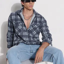 SHOWOFFFF Men Comfort Slim Fit Tartan Checks Casual Shirt-image-27