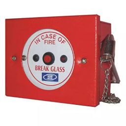 Eco Metal Manual Call Point MCP with Chain & Hammer Feachers Red-3