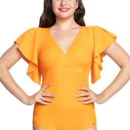 Amante Yellow Padded Swim Suit-image-23