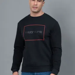 Red Tape Black Regular Fit Graphic Print Sweatshirt-image-96
