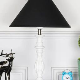 Kapoor Lamp Shades White & Black Wood Lorette Cotton Shade Table Lamp-image-41