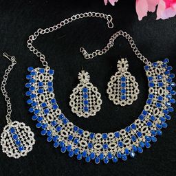 VATSALYA creation Rhodium-Plated Artificial Stones Alloy Jewellery Set-image-66