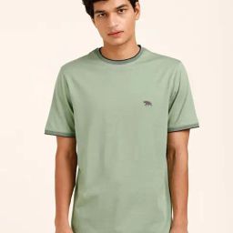 ANDAMEN Green Regular Fit Crew T-Shirt-image-73