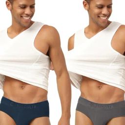 Freecultr Space Blue & Mist Grey Comfort Fit Briefs - Pack of 2-image-99